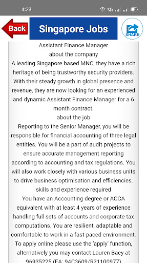 Android application Singapore Jobs screenshort