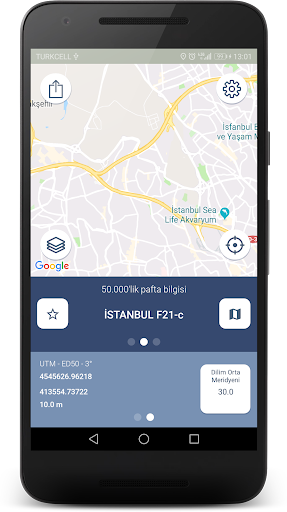 Android application Pafta Bul - Koordinat Dönüşümü screenshort