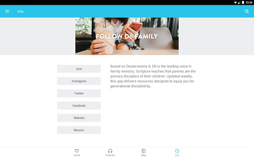 Screenshot of The D6 Family App