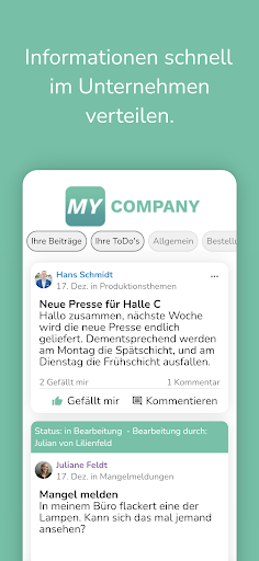 Android application komati – Unternehmens-App screenshort