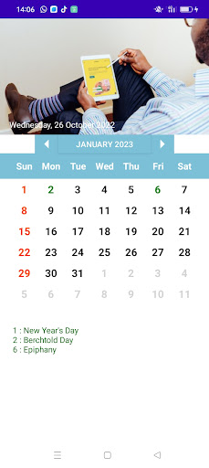 Android application Switzerland Calendar screenshort