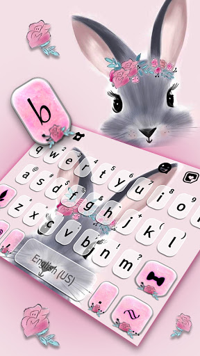 Bunny Pink Keyboard Background Screen 2