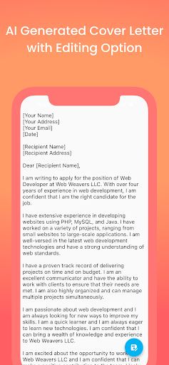 CoverCraft - AI Cover Letter Screen 3
