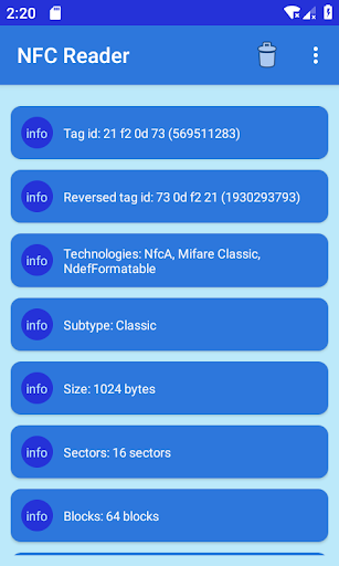 Android application NFC Reader screenshort