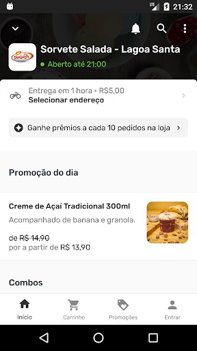 Android application Sorvete Salada Lagoa Santa screenshort