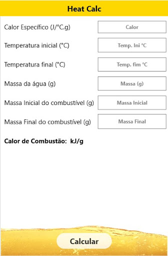 HeatCalc - Calor Combustão Screen 2