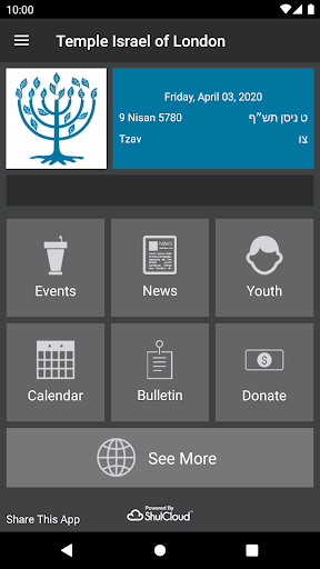 Android application Temple Israel of London screenshort