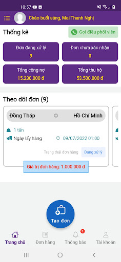 Android application Vận tải siêu tốc - Chủ Hàng screenshort