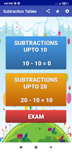 Subtraction Tables Unknown
