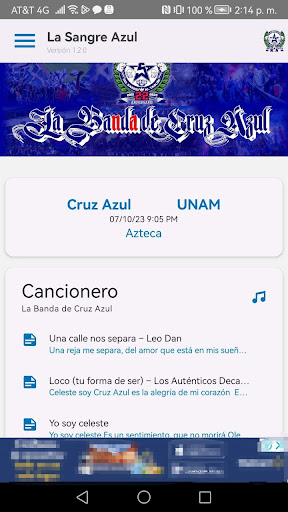Android application Sangre Azul N.A. screenshort