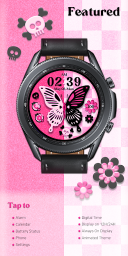 Android application Pink Funky Butterfly_Watchface screenshort
