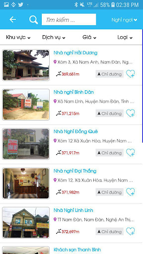 Android application Nam Dan Tourism screenshort