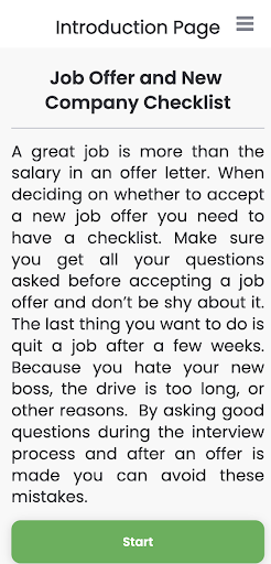 Job Offer Checklist Screen 2