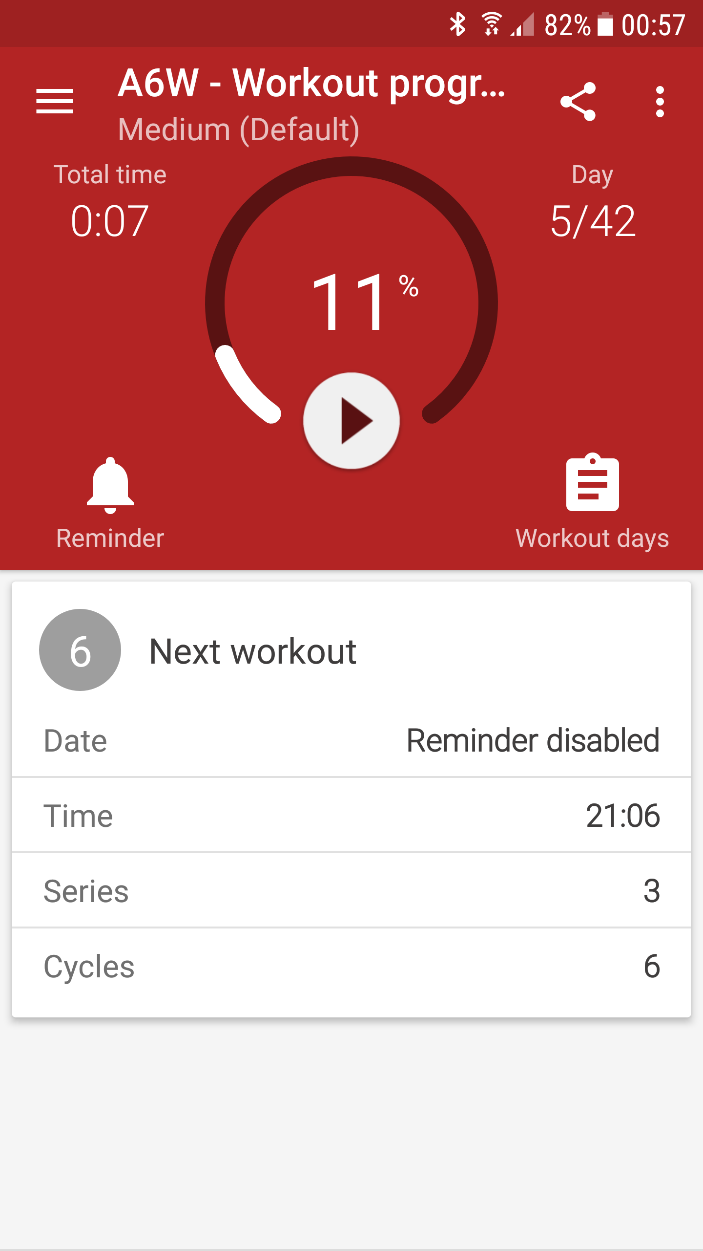Android application Abs workout A6W - flat belly at home screenshort