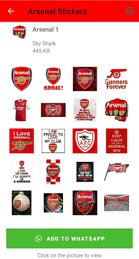 Arsenal Stickers Screen 2