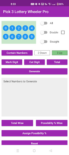 Android application Pick 3 Lottery Wheeler pro screenshort