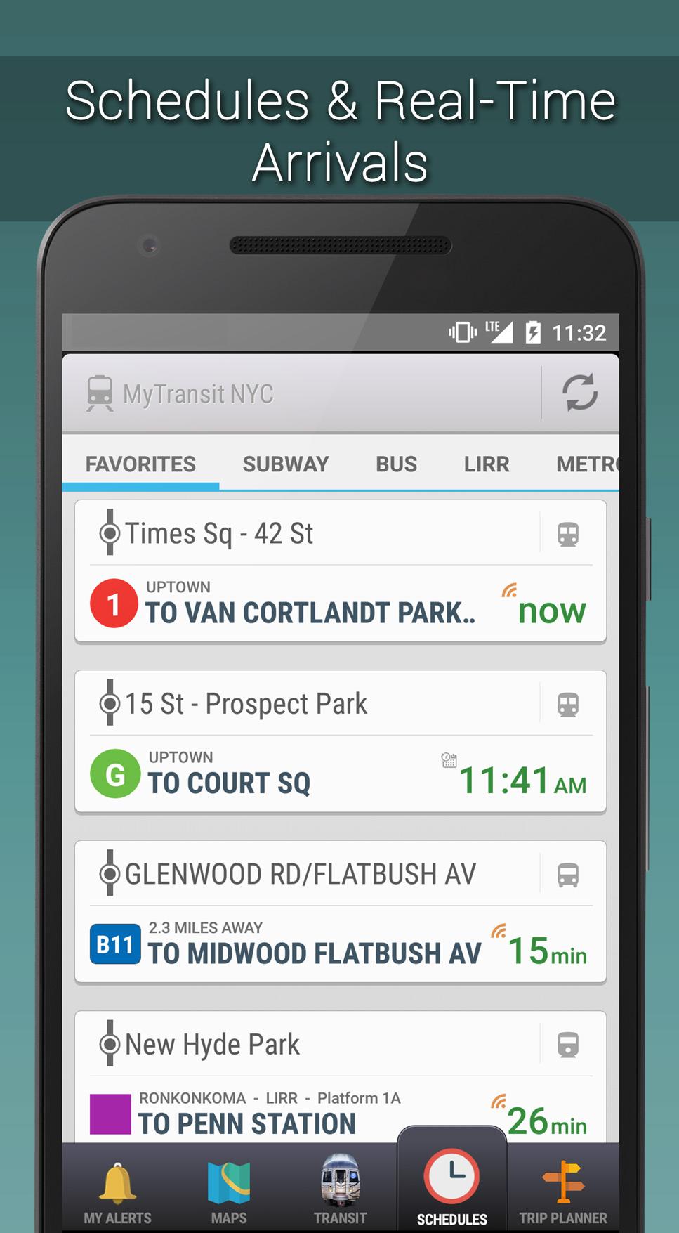 Android application MyTransit NYC Subway, MTA Bus, LIRR & Metro North screenshort
