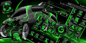 screenshot of Neon Green Car Launcher Theme