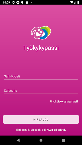 Android application Työkykypassi screenshort