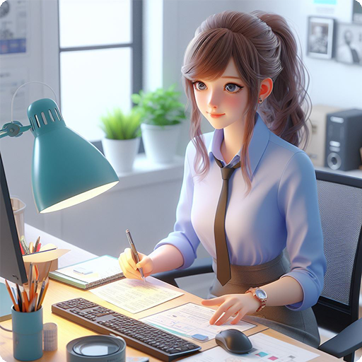 لعبة مكتب فتاة محاكاة 3D