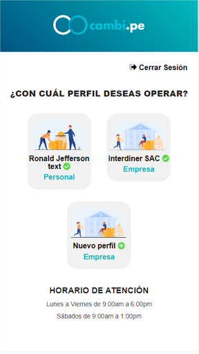 Android application Cambi.pe - Cambia dólar online screenshort