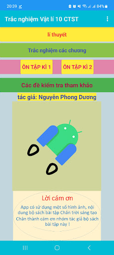 Android application trắc nghiệm Vật lí 10 CTST screenshort
