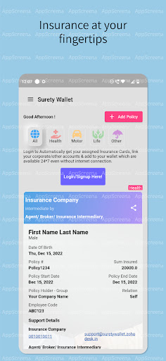 Android application Surety Wallet screenshort