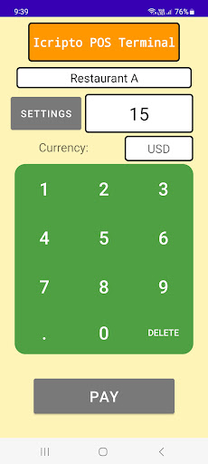 Android application Icripto POS screenshort