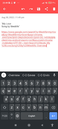 My Notes Screen 3