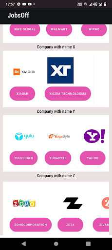 Android application JobsOff screenshort