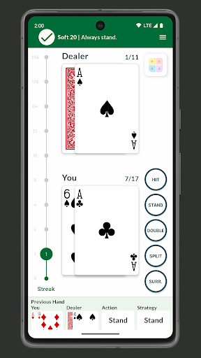 Android application Blackjack Ace - Basic Strategy screenshort