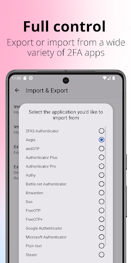 Screenshot of Aegis Authenticator - 2FA App