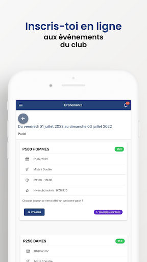 Android application Padel Occitanie screenshort