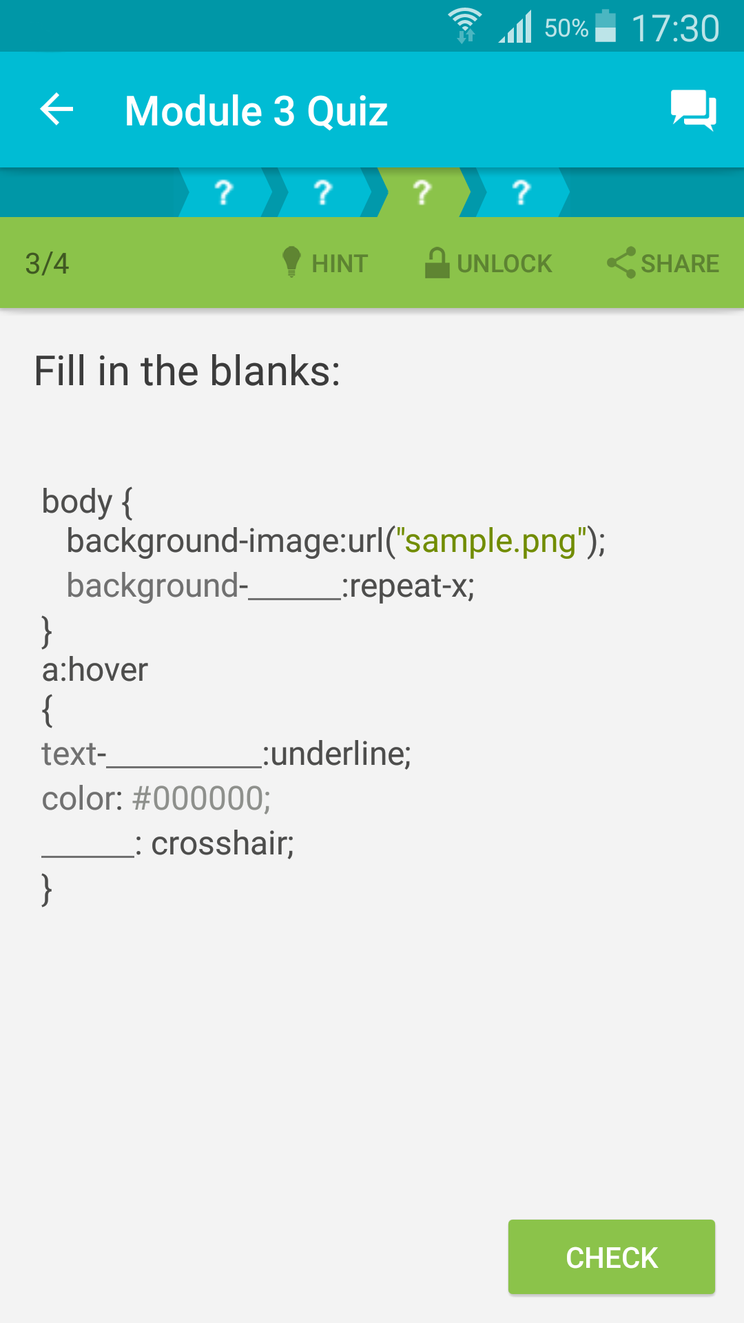 Android application Learn CSS screenshort