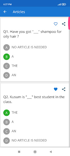 MCQ English Grammar Objective Screen 2