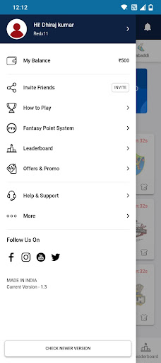 Android application My11Option : Fantasy App screenshort