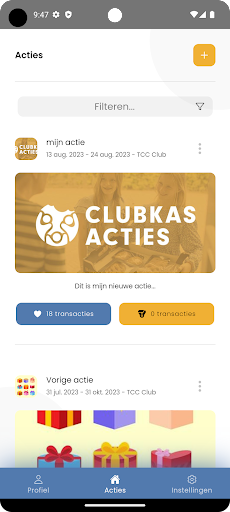 Clubkas-acties Screen 2