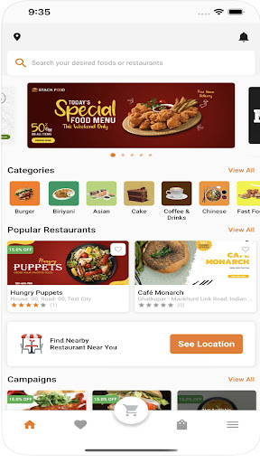Android application TasteE - Food Delivery screenshort