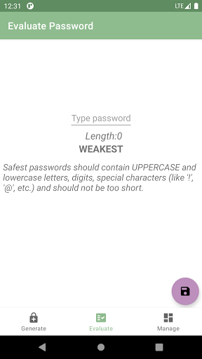 Password Creator Manager Screen 2