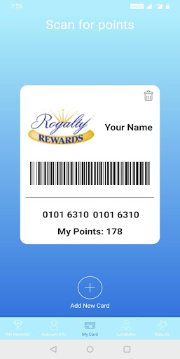 Android application Royalty Rewards Member App screenshort