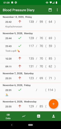 Android application Blood pressure diary screenshort
