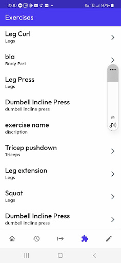 MaxStrength Workout tracker Screen 2