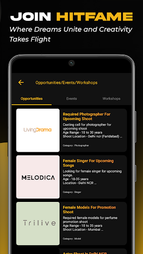 HitFame: Network & Jobs Screen 2