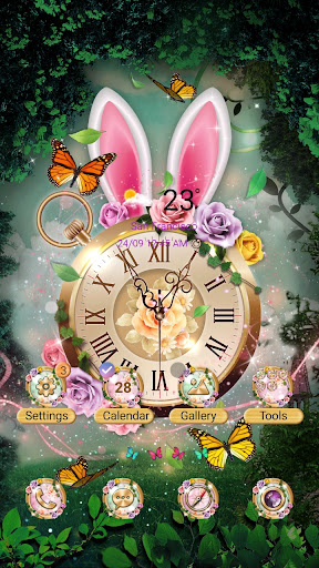 Android application Fantasy Rabbit Clock-Wallpaper screenshort