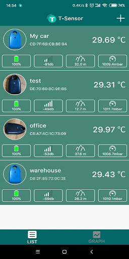 Android application T-Sensor screenshort