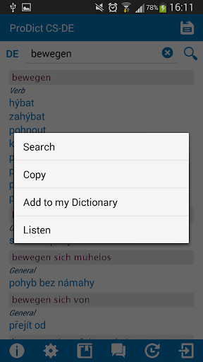 Czech - German dictionary Screen 3