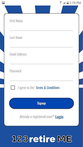 Android application 123RetireMe screenshort
