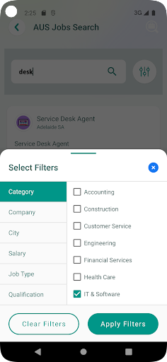 AUS Jobs Search Screen 2