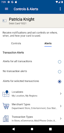 Android application Prosperity CardControl screenshort