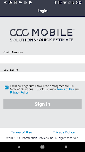 Android application CCC Mobile™ – Quick Estimate screenshort